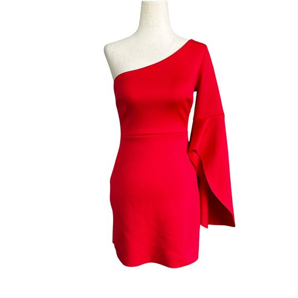 Asos Red One Shoulder Mini Dress Women's Size 0 | 23-27-2 - Picture 1 of 6